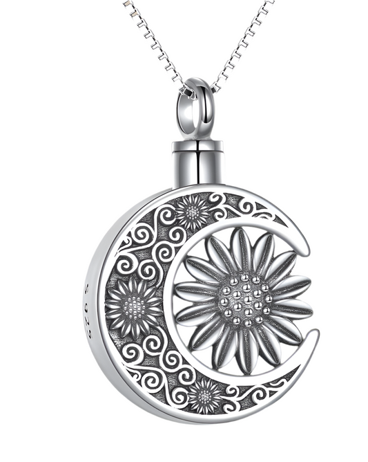 Moon & Sunflower Urn Necklace